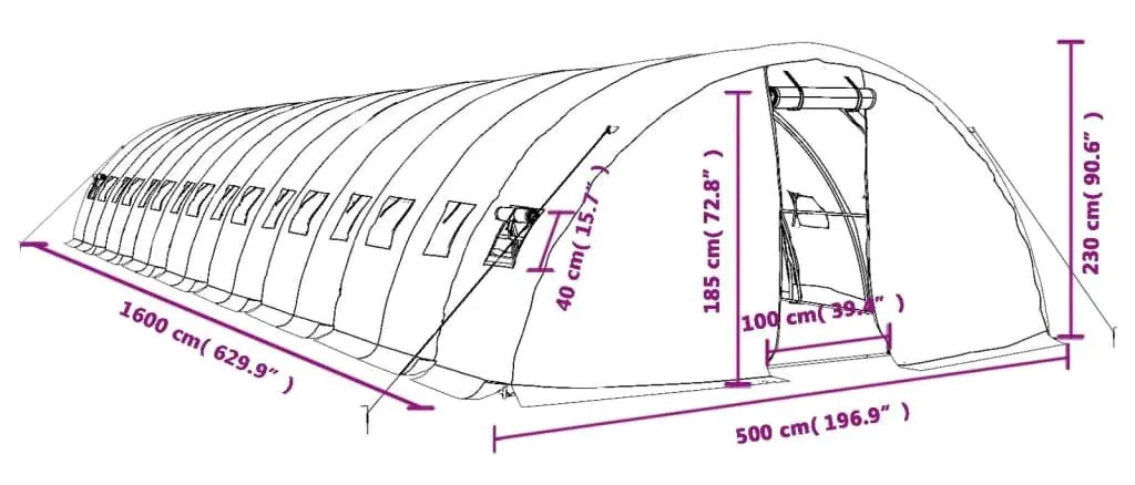 Садовая теплица VidaXL 3188089 16x5m (Green) - 11
