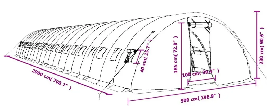 Садовая теплица VidaXL 3188091 20x5m (Green) - 11