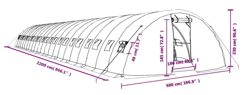Садовая теплица VidaXL 3188092 22x5m (Green) - 11