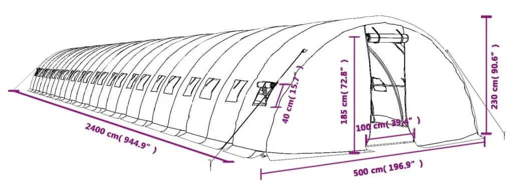Садовая теплица VidaXL 3188093 24x5m (Green) - 11