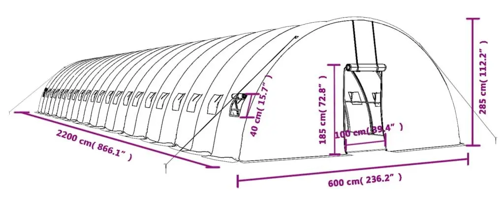 Садовая теплица VidaXL 3188114 22x6m (Green) - 11