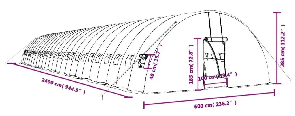 Садовая теплица VidaXL 3188115 24x6m (Green) - 11