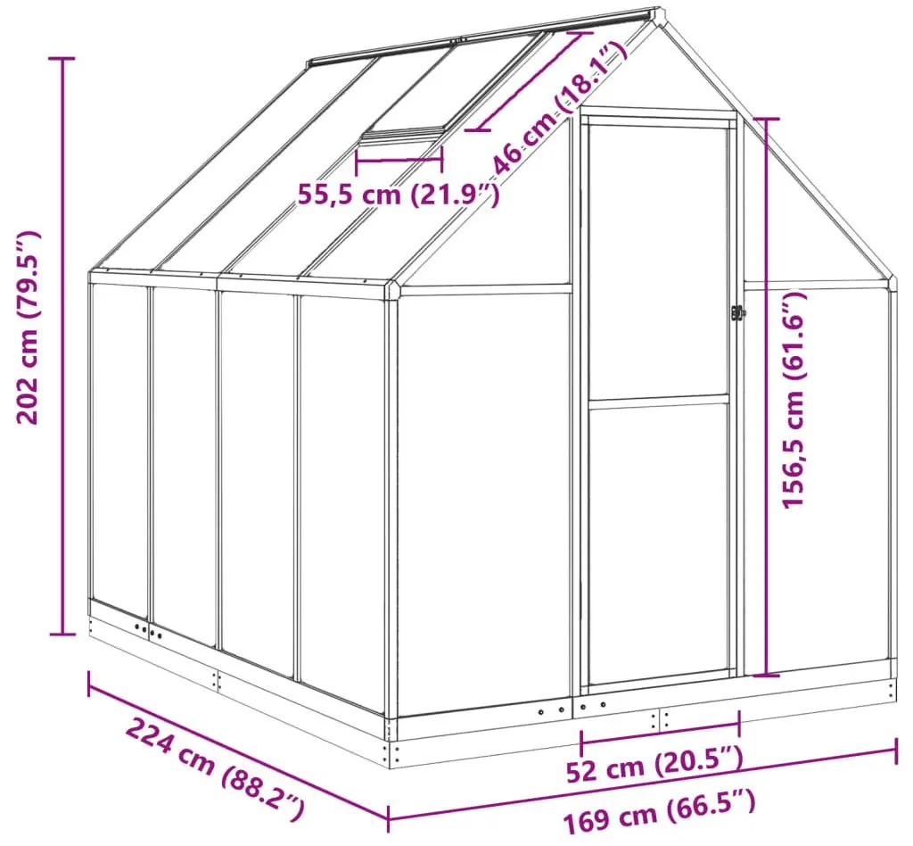 Sera de gradina VidaXL 3266324 2.2x1.7m (Green)