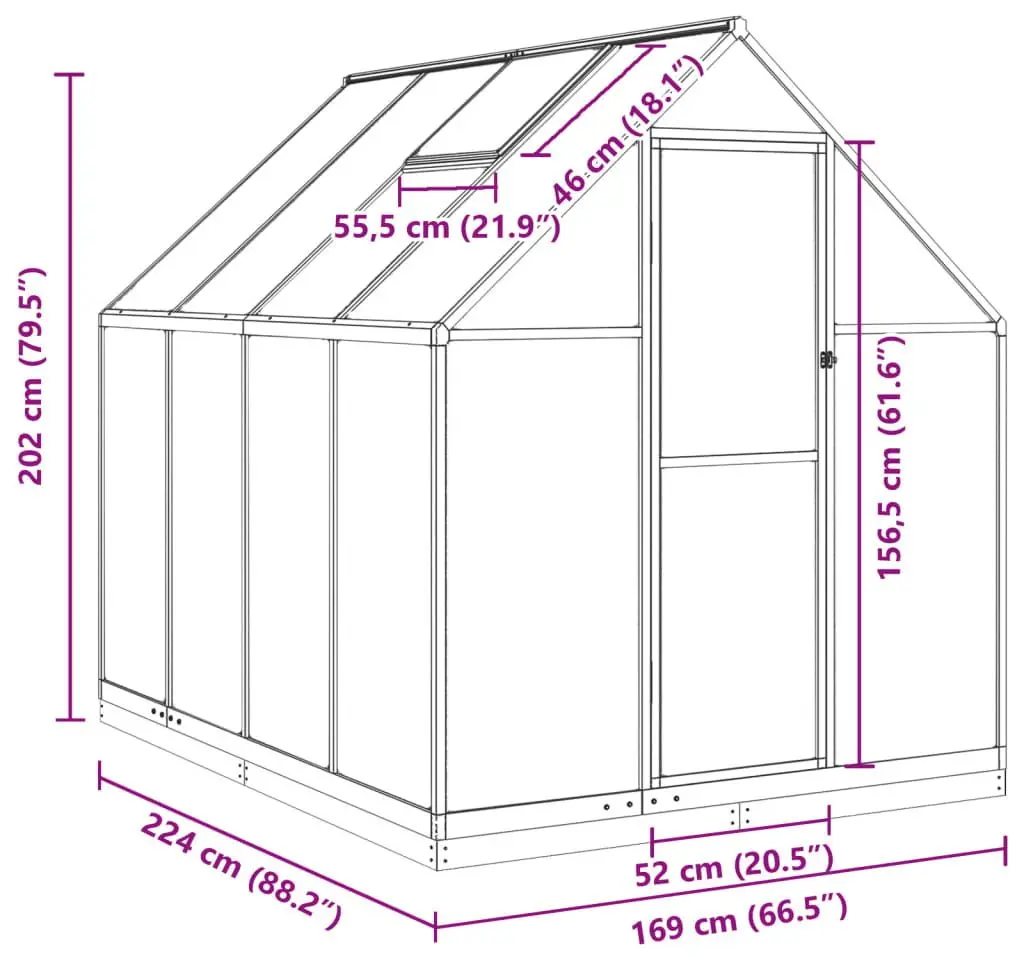 Садовая теплица VidaXL 3266325 2.4x1.7m (Anthracite)
