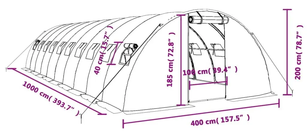 Теплица VidaXL 3188075 10x4m (White) - 11
