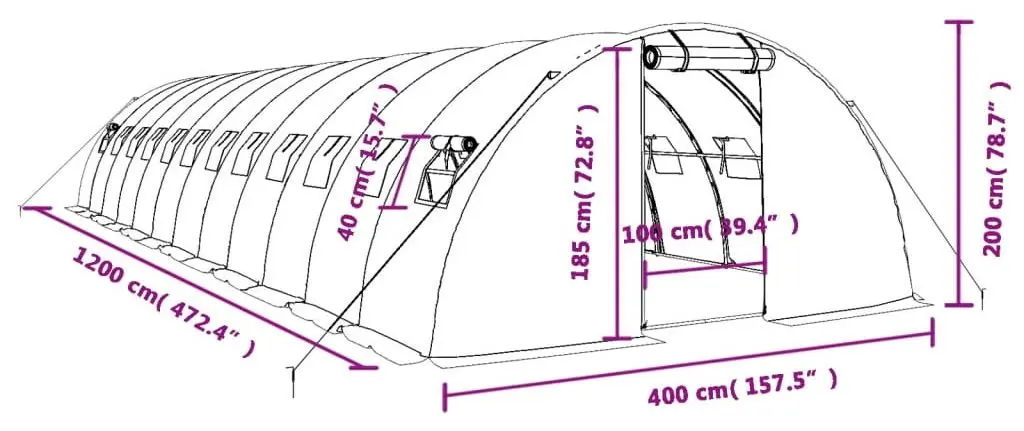 Теплица VidaXL 3188076 12x4m (White) - 11