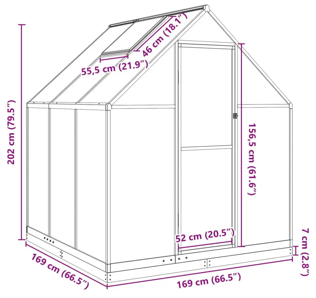 Sera de gradina VidaXL 4005833 1.7x1.7m (Anthracite)