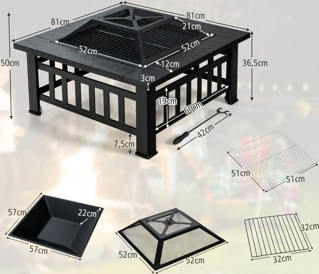 Уличный камин Costway JV10256 (Black) - 4