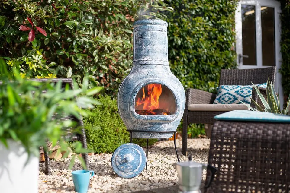 Уличный глиняный камин La Hacienda Banded Large (Blue) - 2