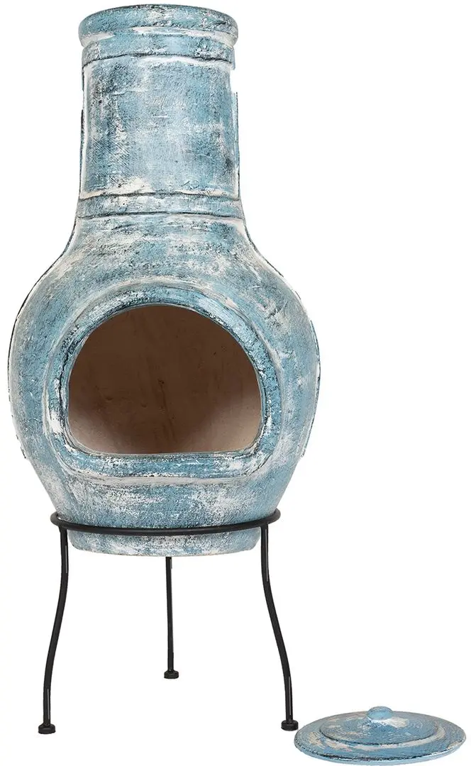 Уличный глиняный камин La Hacienda Banded Large (Blue)