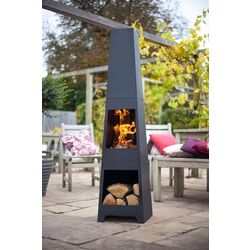 Уличный стальной камин с дровницей La Hacienda Malmo (Black) Thumb