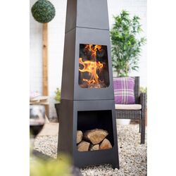 Уличный стальной камин с дровницей La Hacienda Malmo (Black) Thumb