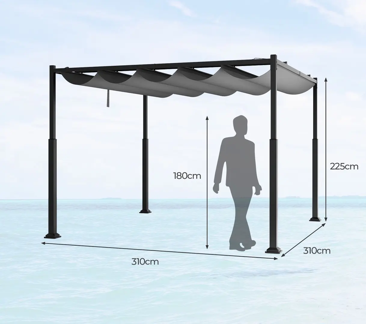 Пергола Costway NP11860GR 3.1x3.1 (Grey/Black)