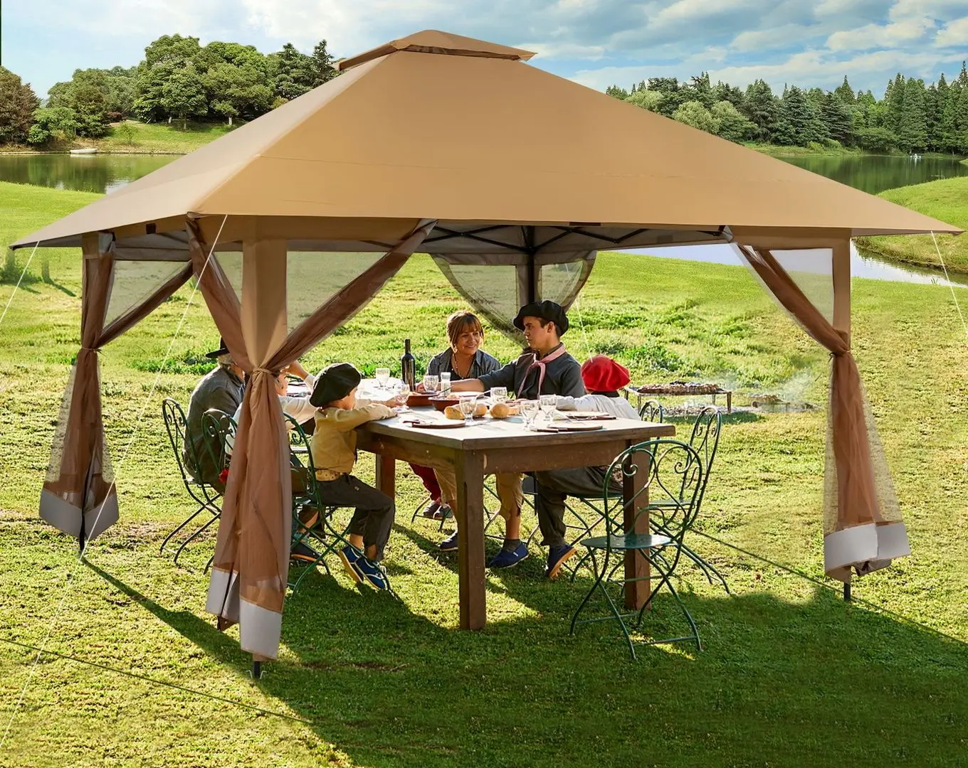 Pavilion de gradina Costway NP10828CF (Brown)