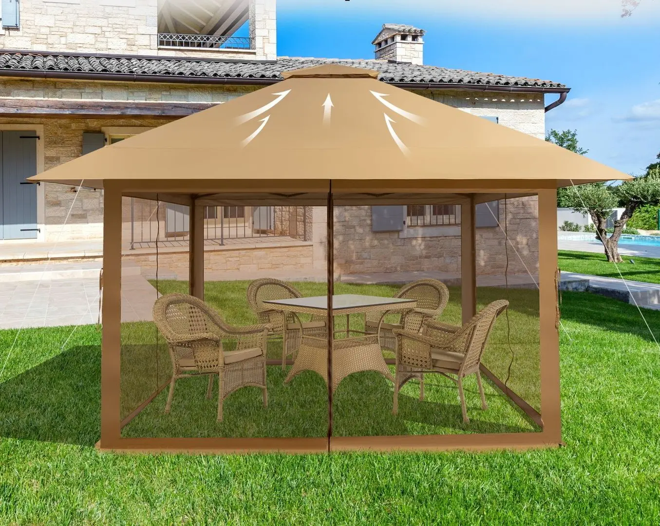 Pavilion de gradina Costway NP10828CF (Brown)