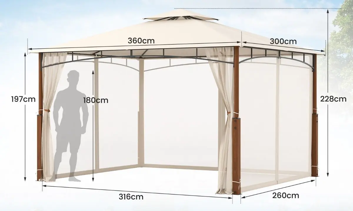 Садовый павильон Costway NP11861BE 3.6x3 (Beige)