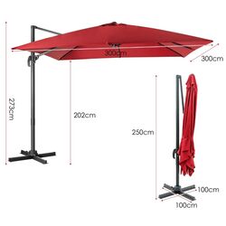 Umbrela de soare Costway NP11545WN (Bordeaux) Thumb