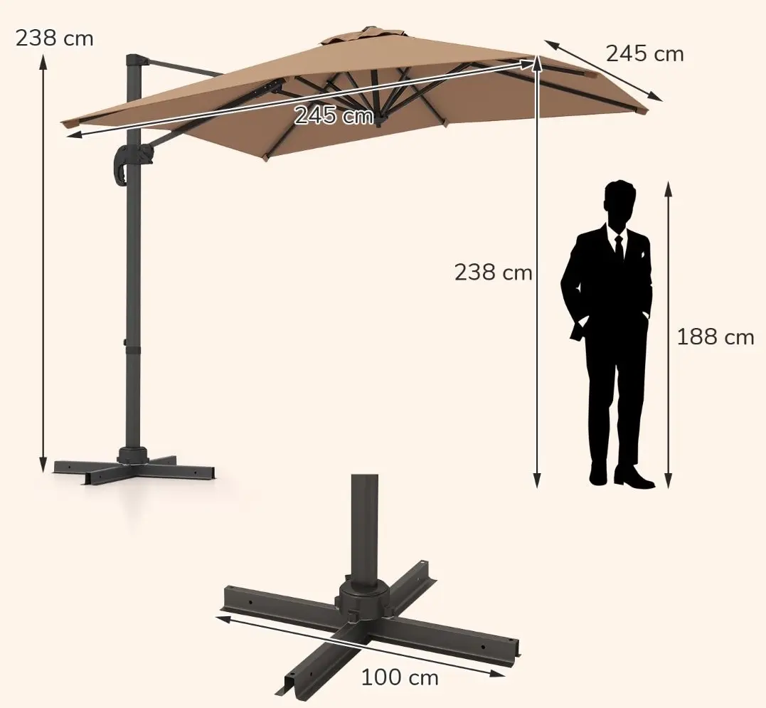 Зонт от солнца Costway NP11553CF (Coffee) - 6