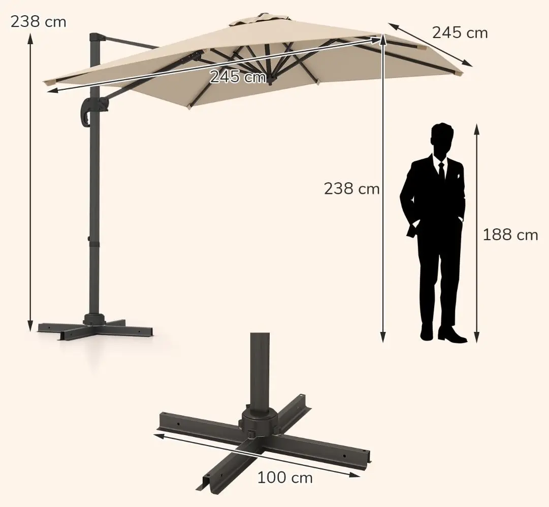 Umbrela de soare Costway NP11553MS (Beige) - 6