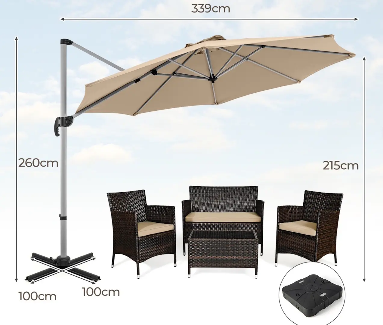 Umbrela de soare Costway NP11585MS (Beige)