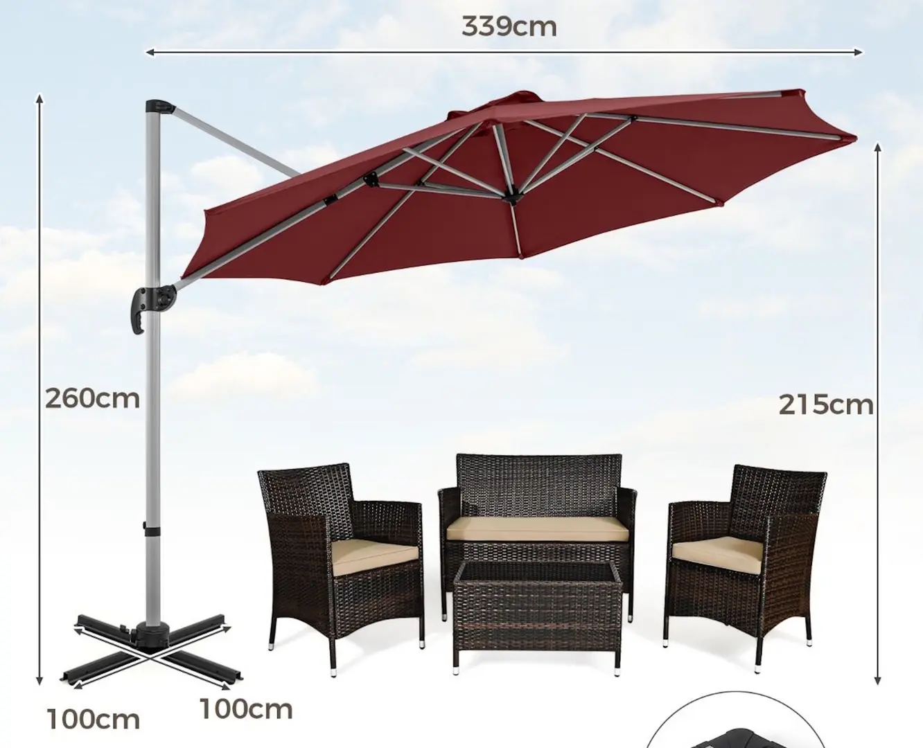 Umbrela de soare Costway NP11585RE (Red)