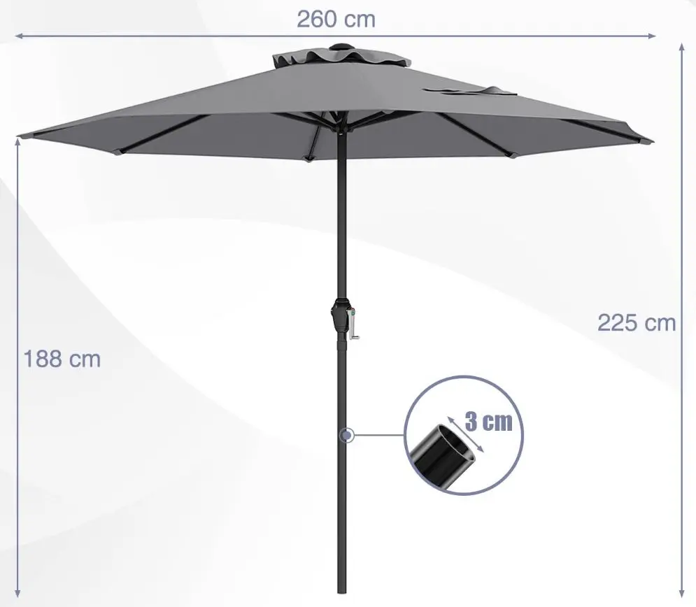 Umbrela de soare Costway NP12130GR (Grey) - 6