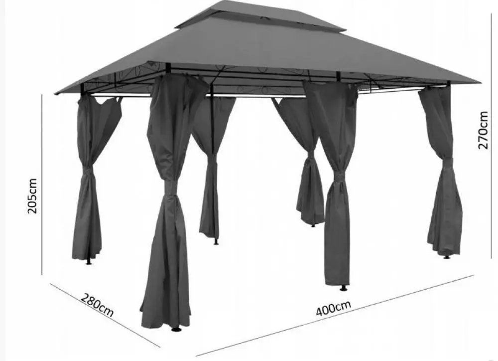 Pavilion de gradina GardenLine TUN0389 3x4m (Dark Grey) - 2