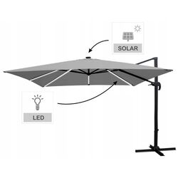 Зонт от солнца GardenLine Roma GAO1558 LED (Grey/Black) Thumb
