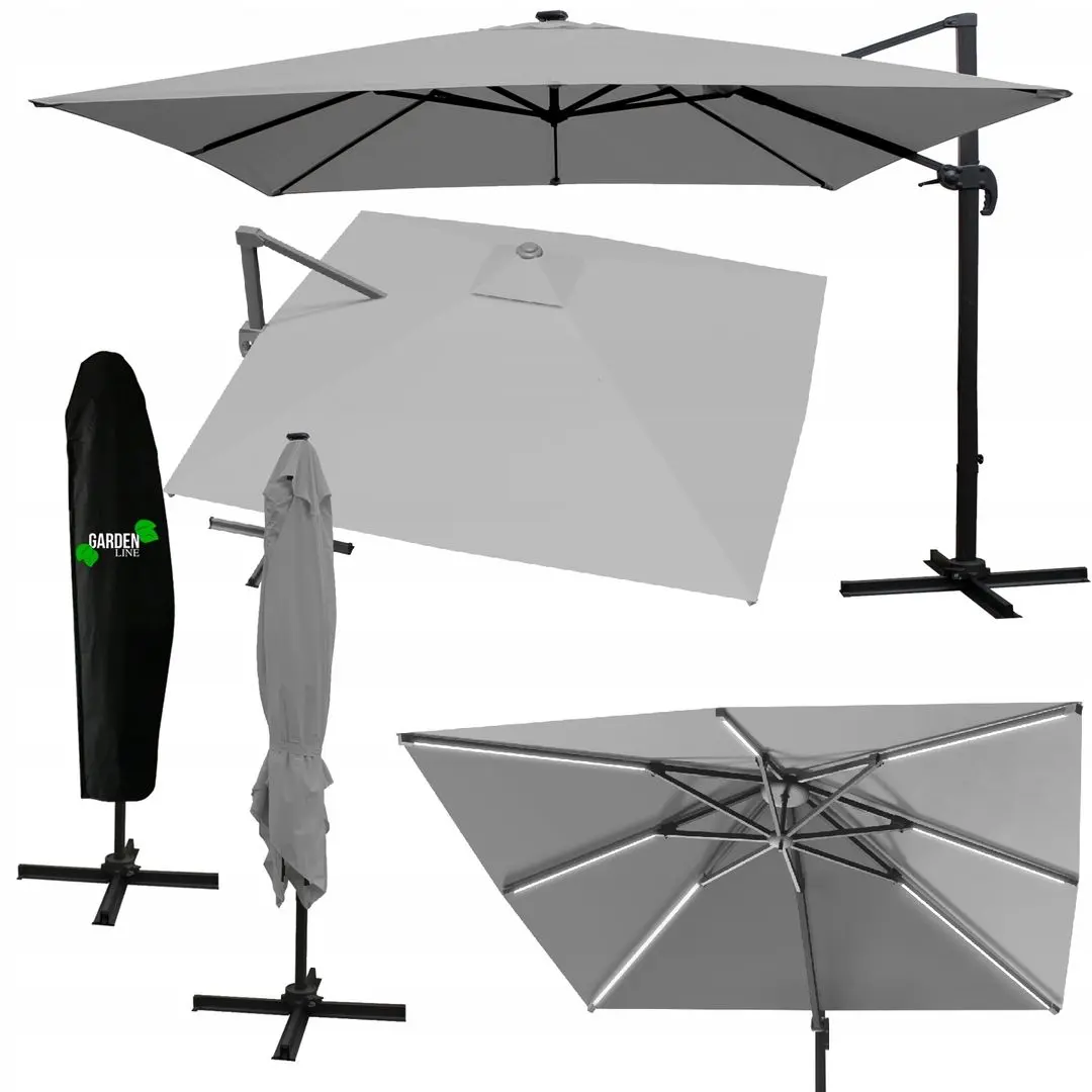 Umbrela de soare GardenLine Roma GAO1572 LED (Grey/Black) - 4