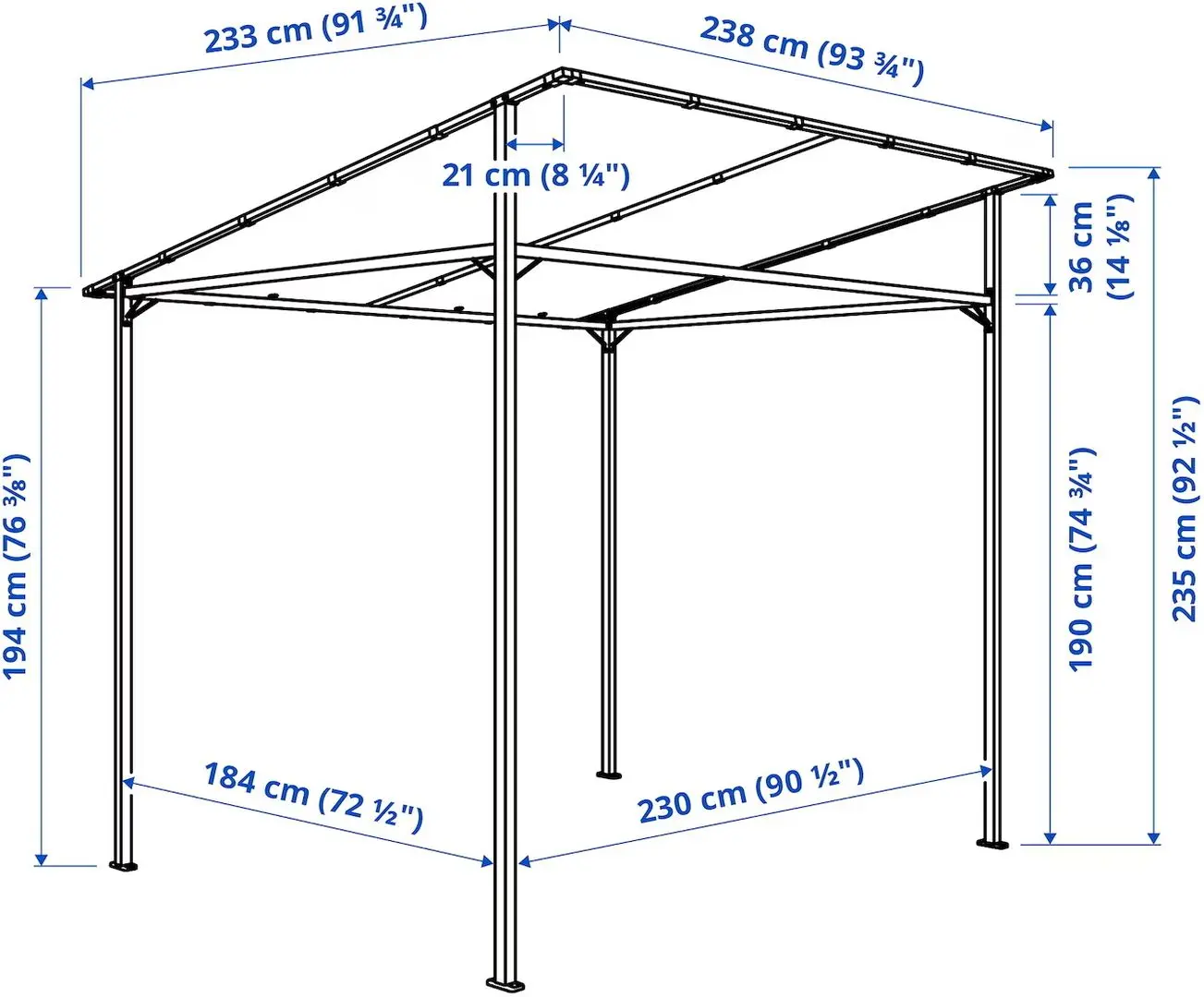 Pergola Ikea Gunnon 238x233 (Gri inchis)