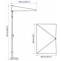 Umbrela de soare Ikea Lilleo 150x100 (Gri) Thumb