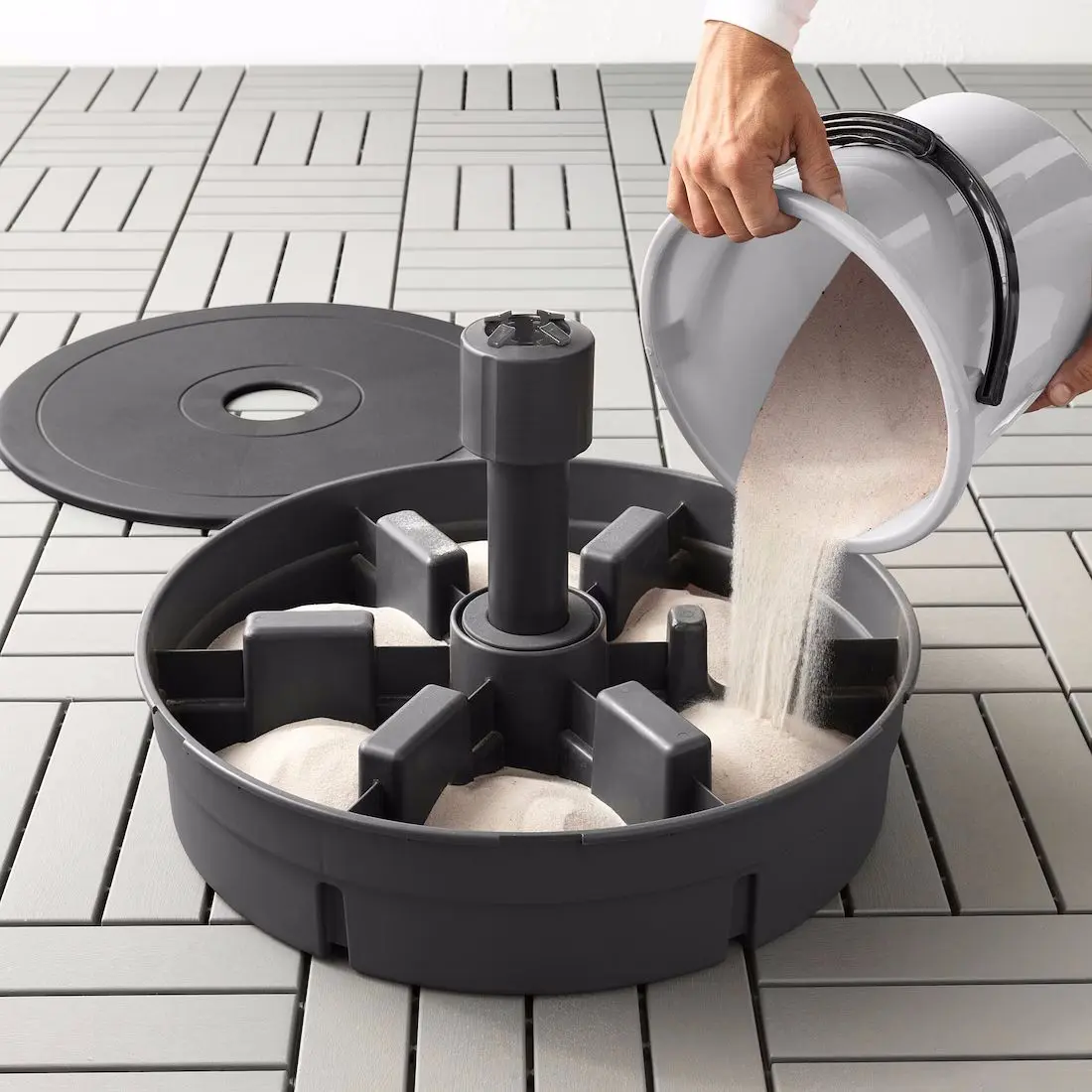 Зонт от солнца Ikea Samso/Gryto 200см с подставкой (Бежевый/Темно-Серый) - 2