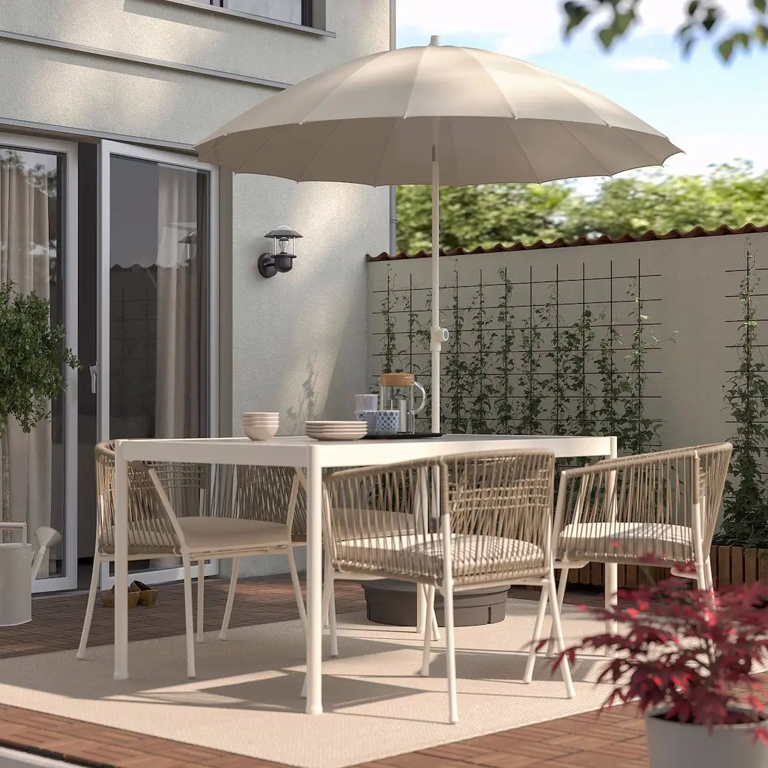 Зонт от солнца Ikea Samso/Gryto 200см с подставкой (Бежевый/Темно-Серый) - 5