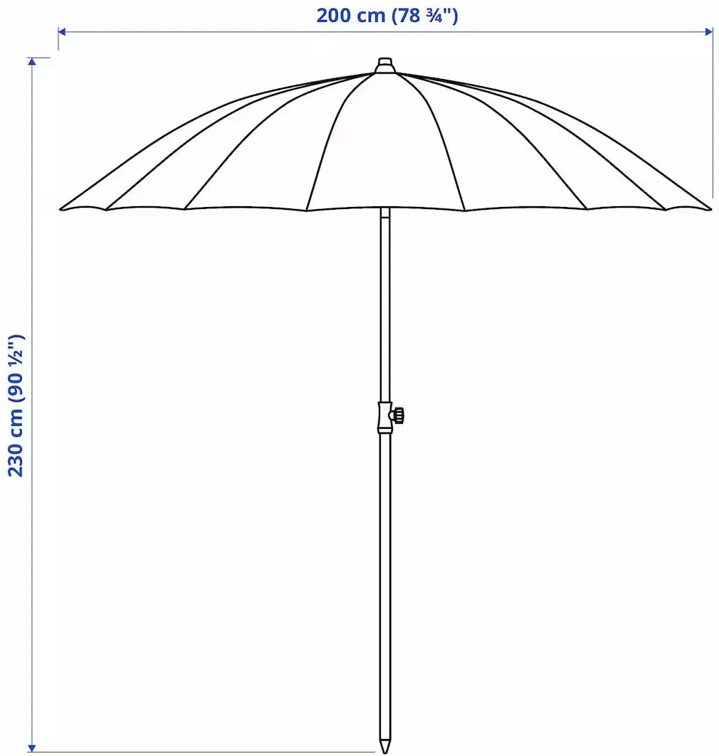 Зонт от солнца Ikea Samso/Gryto 200см с подставкой (Бежевый/Темно-Серый) - 8