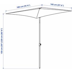 Umbrela de soare Ikea Tveto 180x145cm înclinata (Gri-Bej/Alb) Thumb