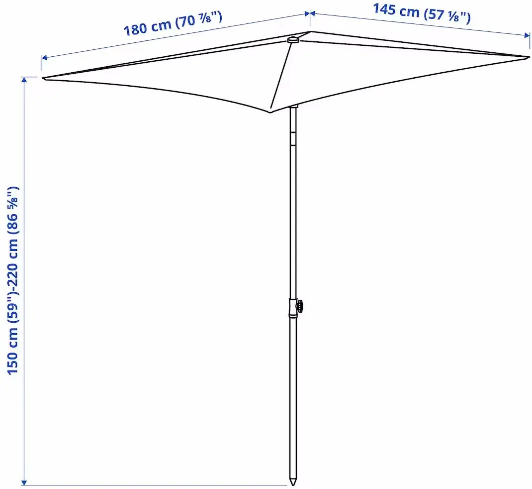 Umbrela de soare Ikea Tveto 180x145cm înclinata (Gri-Bej/Alb)