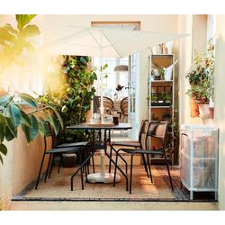 Umbrela de soare Ikea Tveto 180x145cm înclinata (Gri-Bej/Alb) Thumb