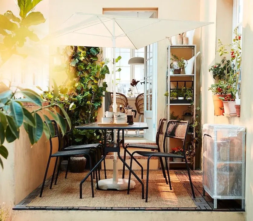 Umbrela de soare Ikea Tveto 180x145cm înclinata (Gri-Bej/Alb)