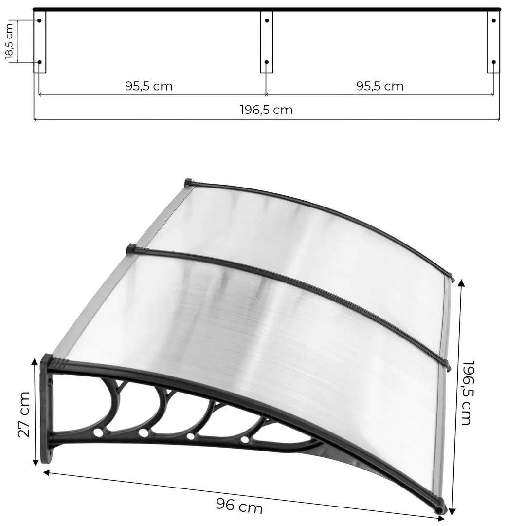 Маркиза Modern Home AW-017D 200X100 (Transparent/Black) - 6