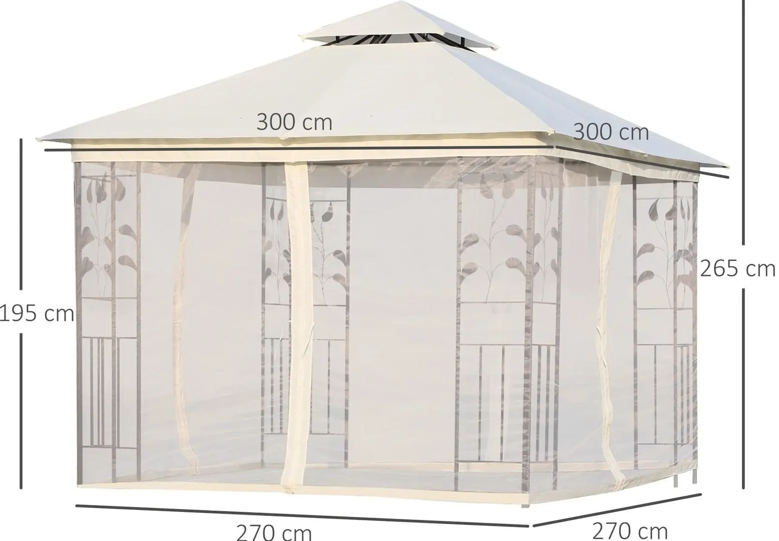 Pavilion de gradina Outsunny 84C-100 3x3 (White)