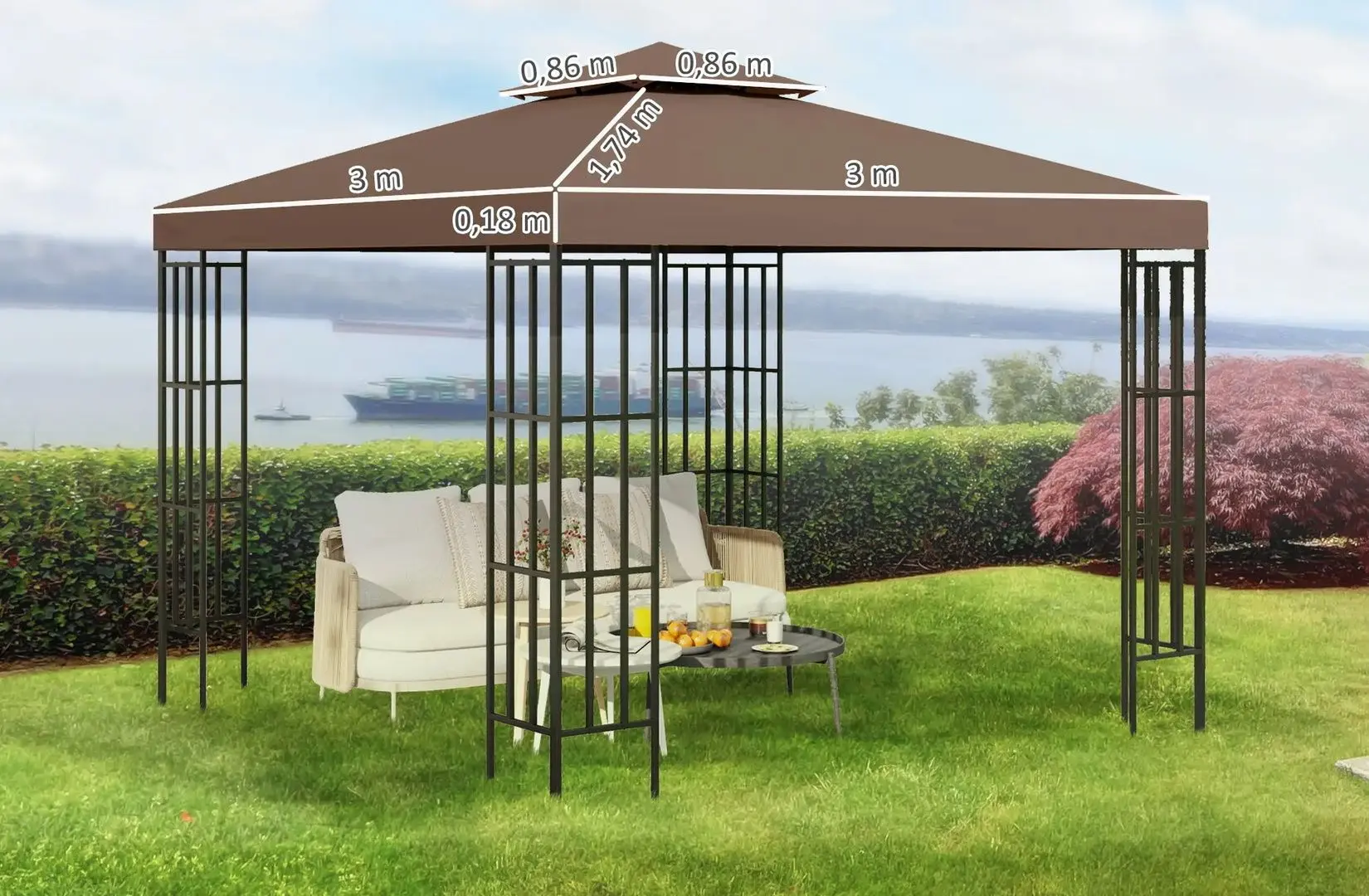 Крыша для для садового павильона Outsunny 84C-041 3x3m (Brown)