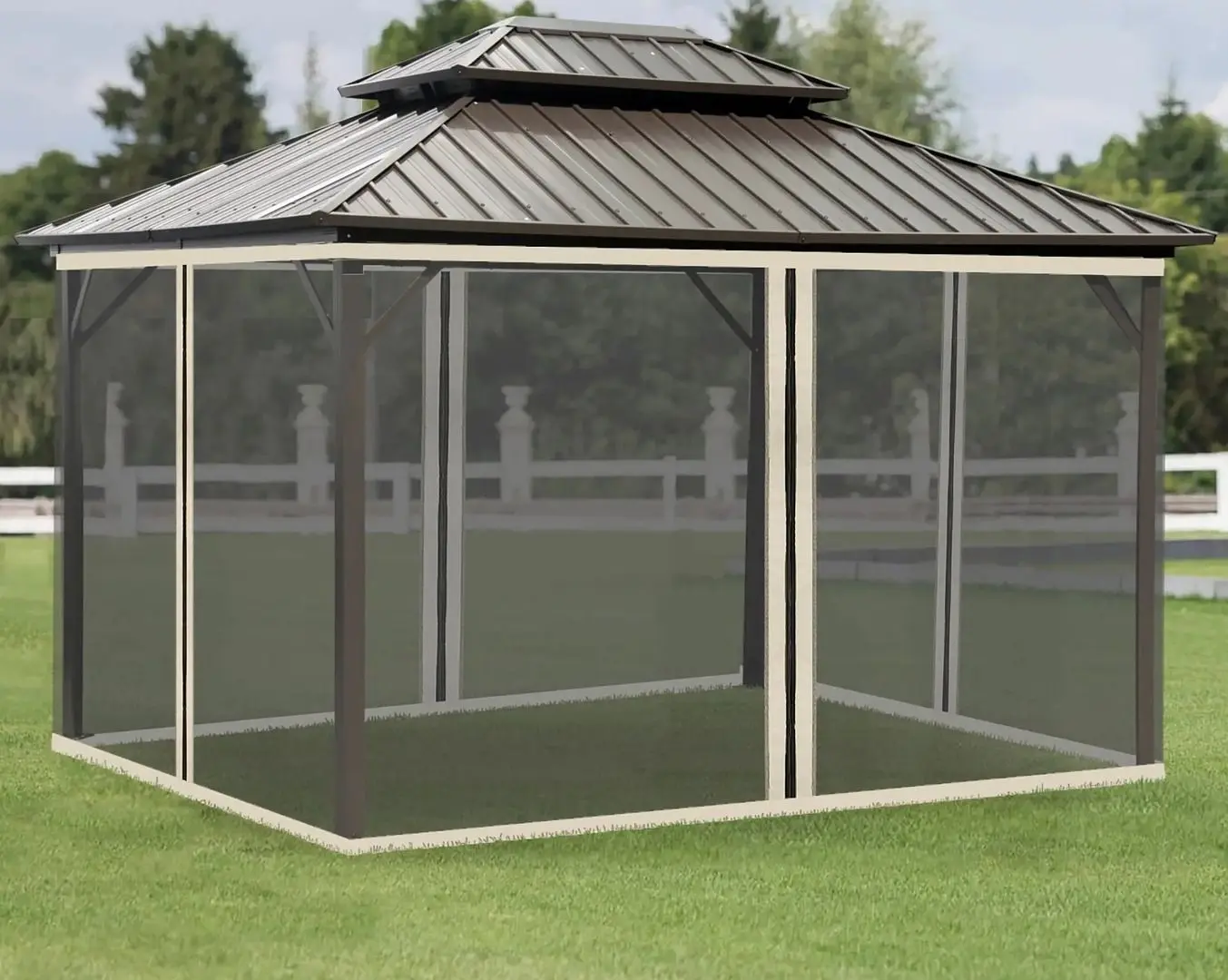 Москитная сетка для садового павильона Outsunny 84C-142 335x207cm (Black/Beige)