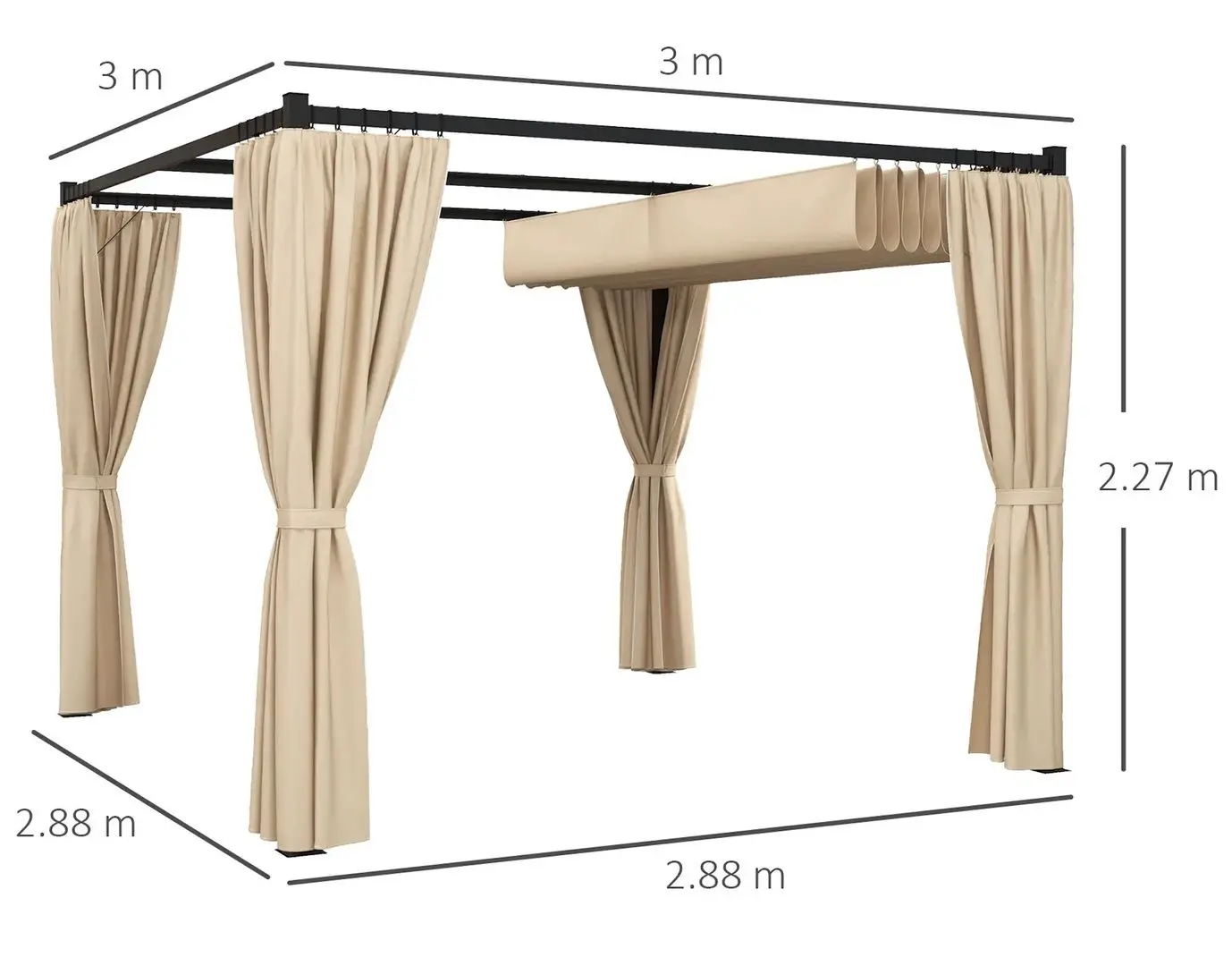 Пергола Outsunny 84C-441V00BG 3x3 (Beige)