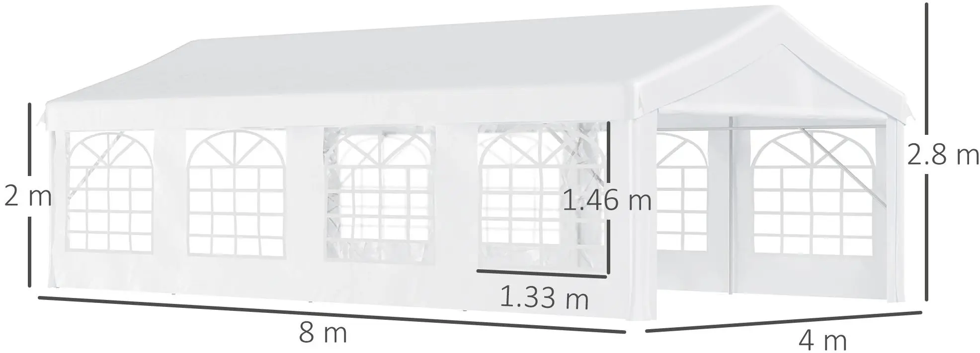 Садовый павильон Outsunny 01-0803 8x4 (White) - 5