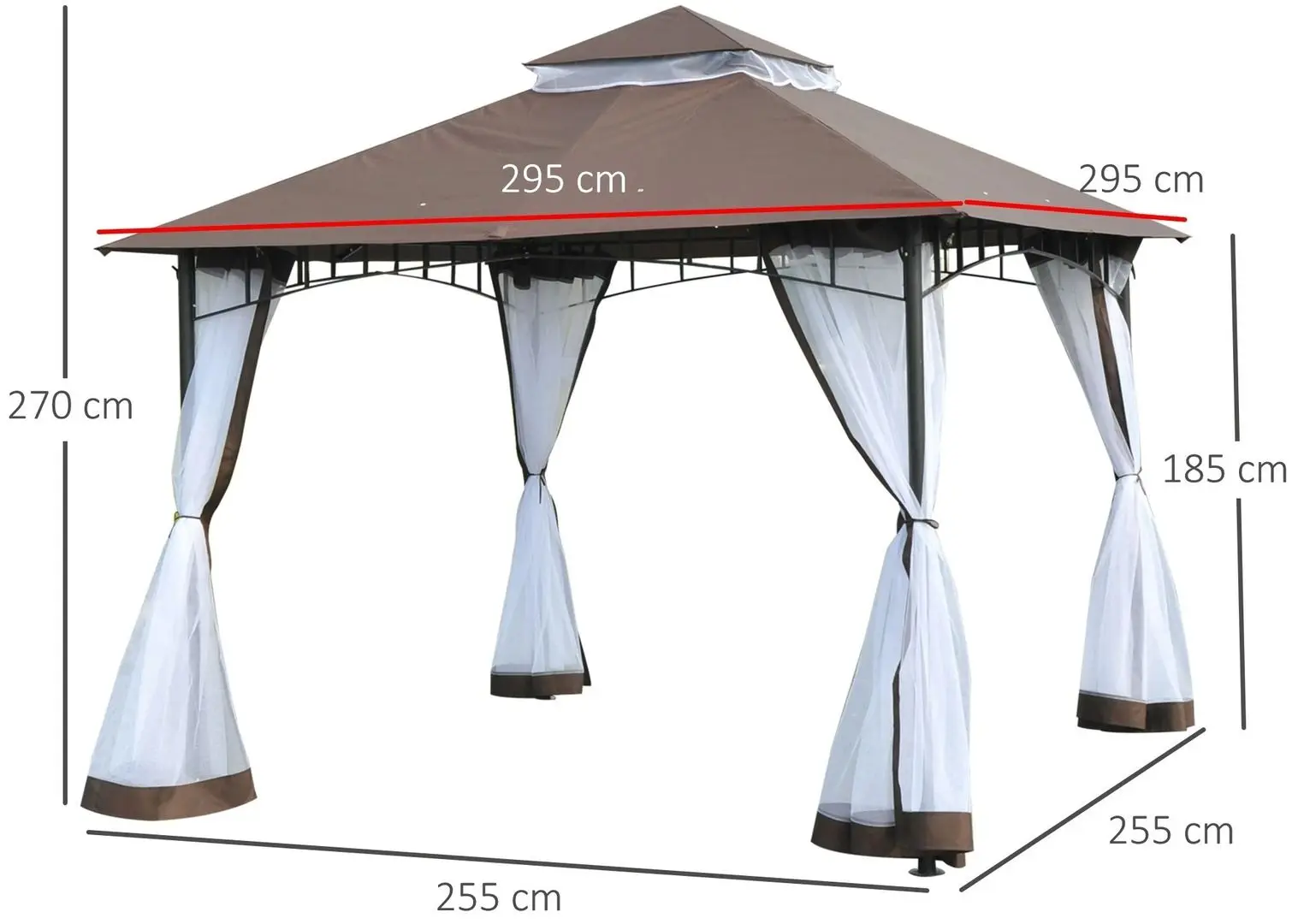 Pavilion de gradina Outsunny 84C-010CF 3.6x3 (Brown/White) - 4