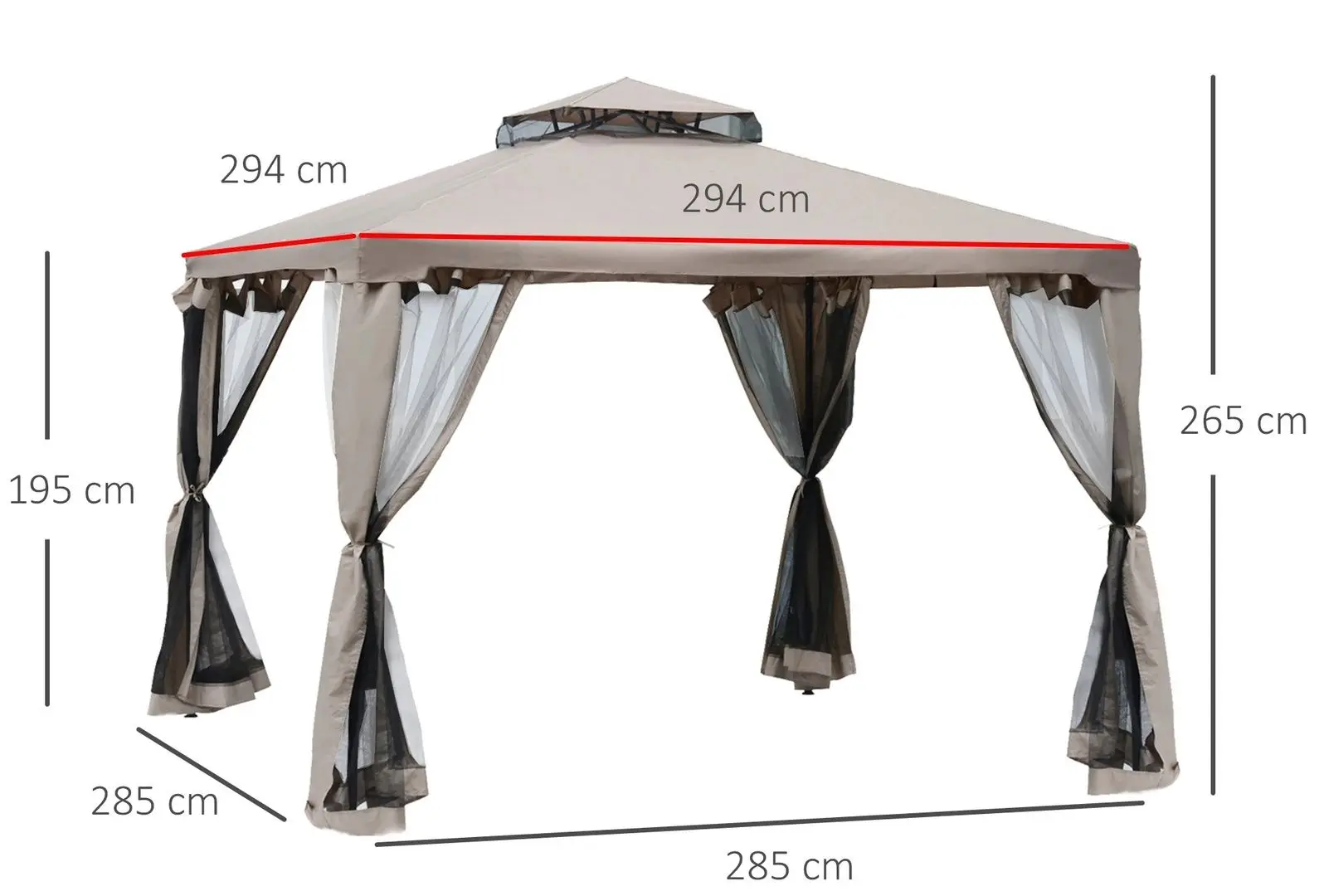 Pavilion de gradina Outsunny 84C-133CG 294x294 (Taupe)