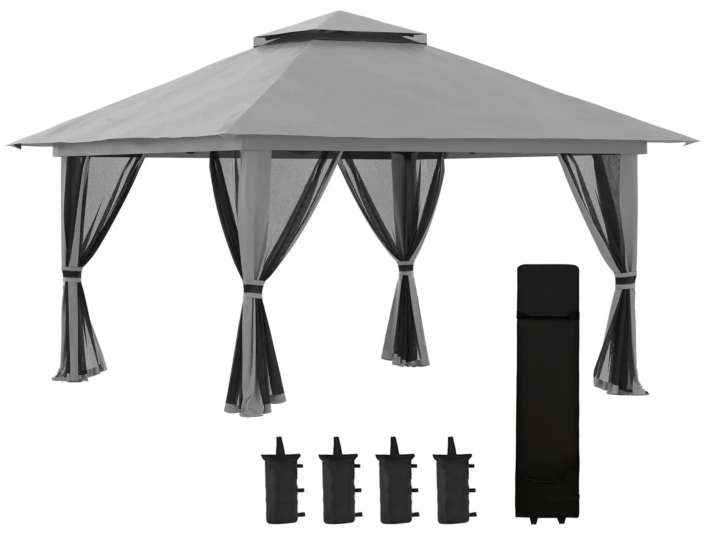 Pavilion de gradina Outsunny 84C-353V00CG 392x392x283 (Light Grey)