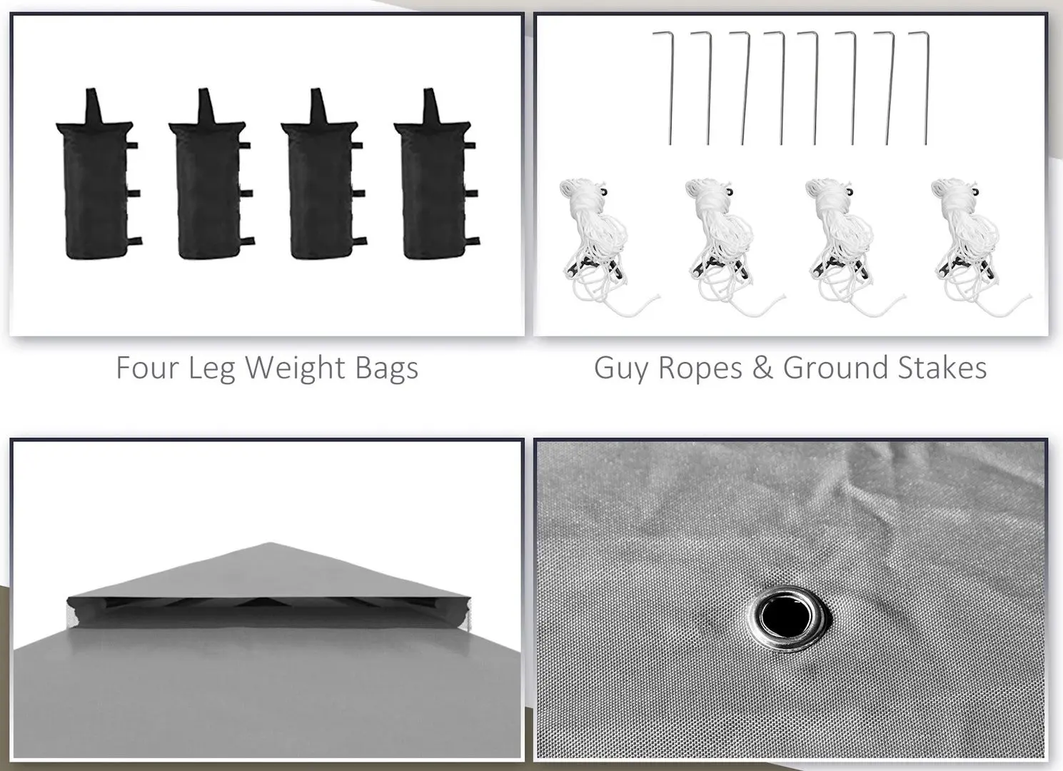 Pavilion de gradina Outsunny 84C-353V00CG 392x392x283 (Light Grey)