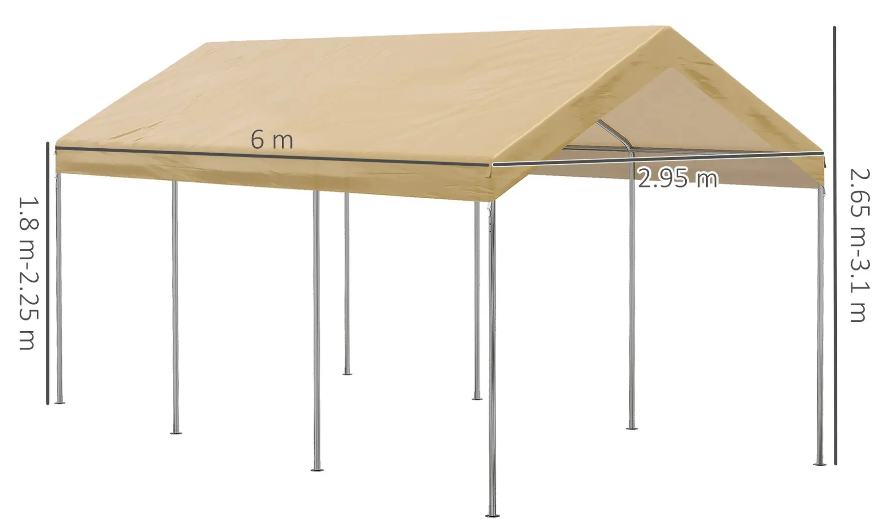 Pavilion de gradina Outsunny 84C-386V00BG 6x3 (Beige)