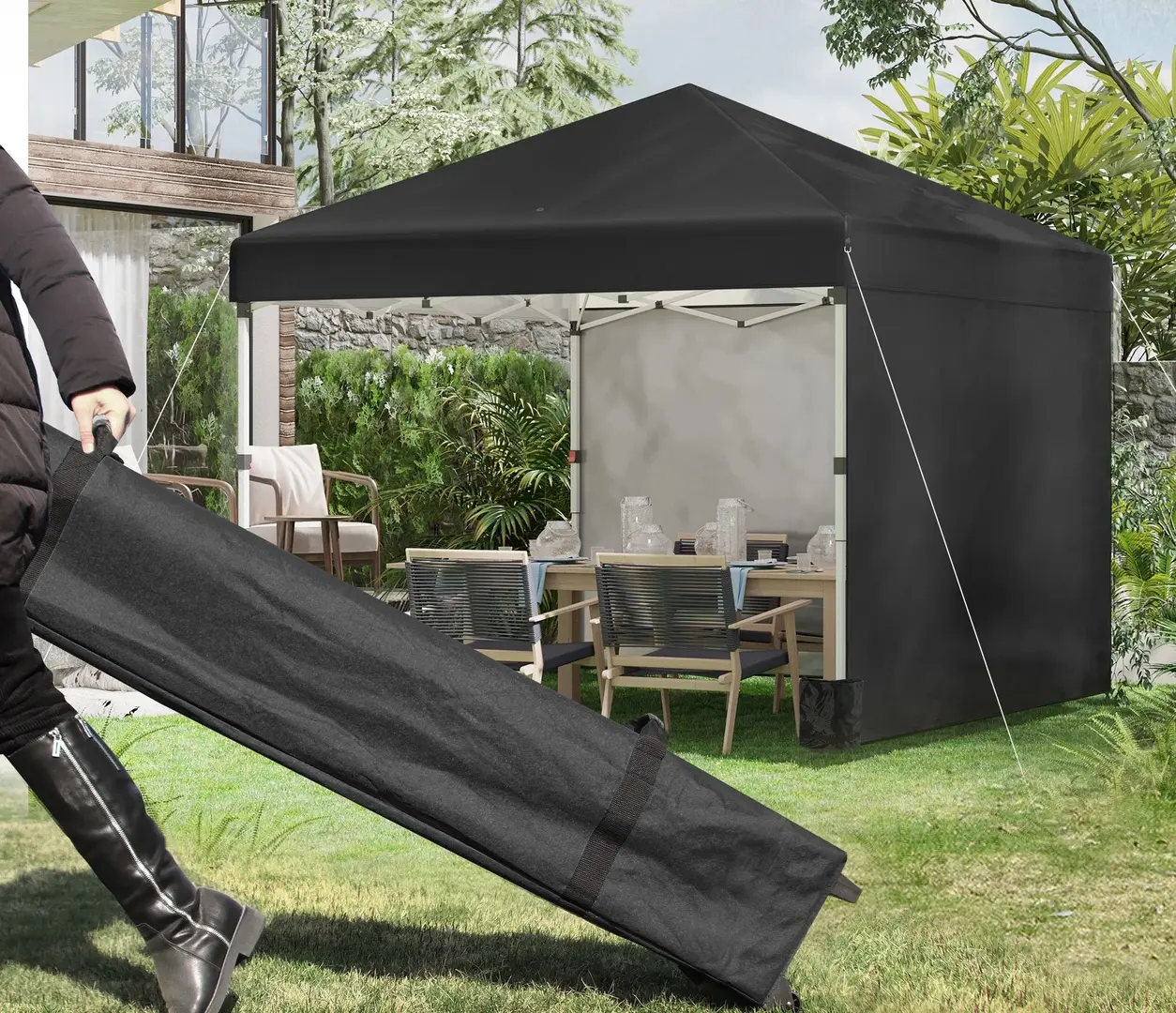 Pavilion de gradina Outsunny 84C-403V00BK 3x3 (Black) - 3